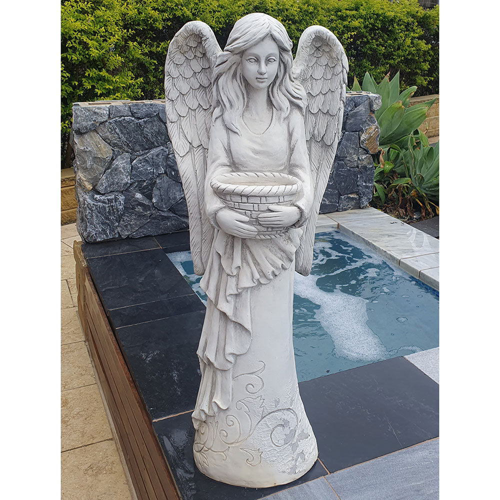 Angel with Water Bowl Garden Statue - House Feature - Available at iPave Natural Stone