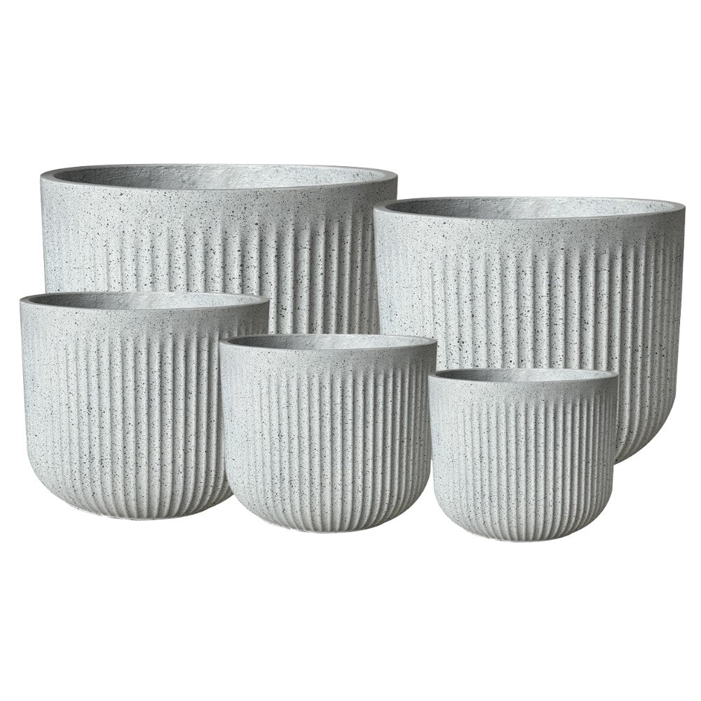 Keystone Arezzo Cylinder Pot - White Terrazzo - Available at Ipave Natural Stone