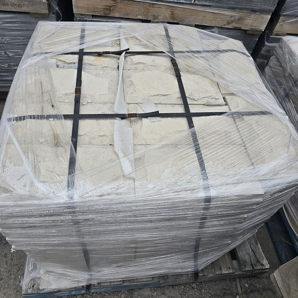 Australian Sandstone Rockface Cladding - WHITE - 400x200x30mm - 1st Quality - Exterior Design - Available at iPave Natural Stone