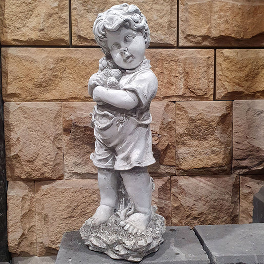 Boy Hugging Puppy Garden Ornament - Home Decor - Available at iPave Natural Stone