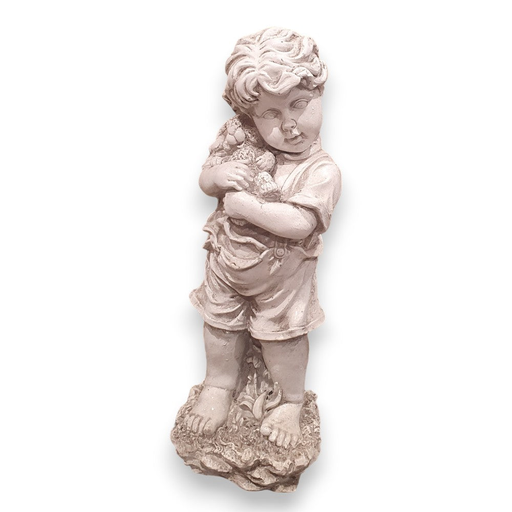 Boy Hugging Puppy Garden Ornament - Landscape ideas - Available at iPave Natural Stone