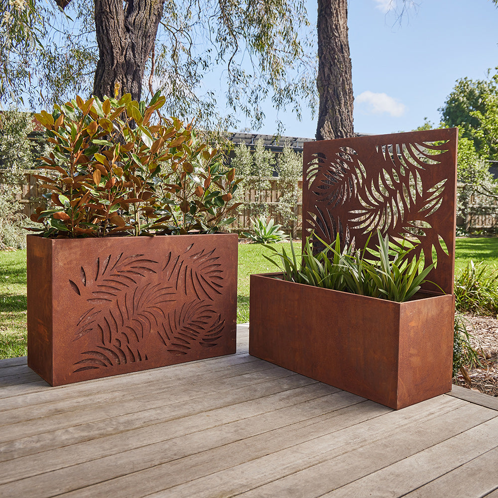 Leaf Steel Planter - Rust - Available at iPave Natural Stone