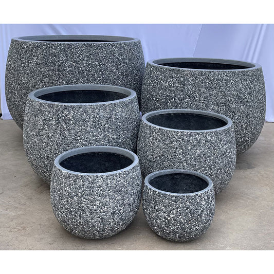 Modstone Mega Belly Pot - Dark Grey Pebble - Set - Available at iPave Natural Stone