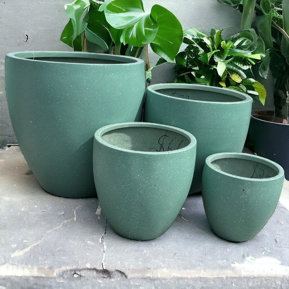 Modstone Montague Egg Pot - Sea Green Terrazzo - Garden Design - Available at iPave Natural Stone
