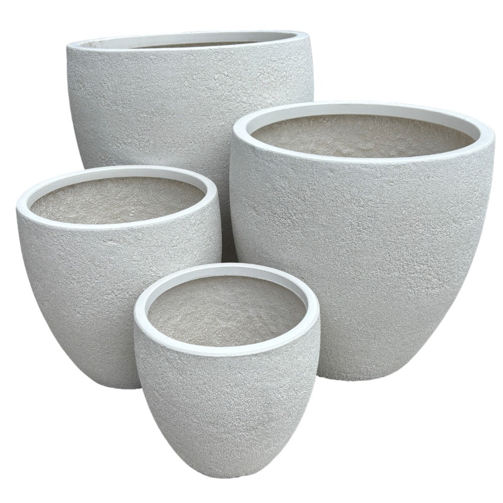 Modstone Montague Egg Pot - White Stone - Full set - Available at iPave Natural Stone