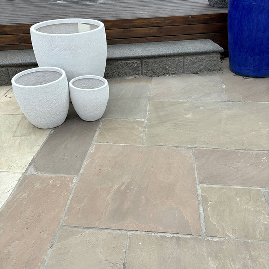 Raj Ochre Naturally Split Sandstone Patio Pack - 1st Quality - Entertaining Area - Available at iPave Natural Stone