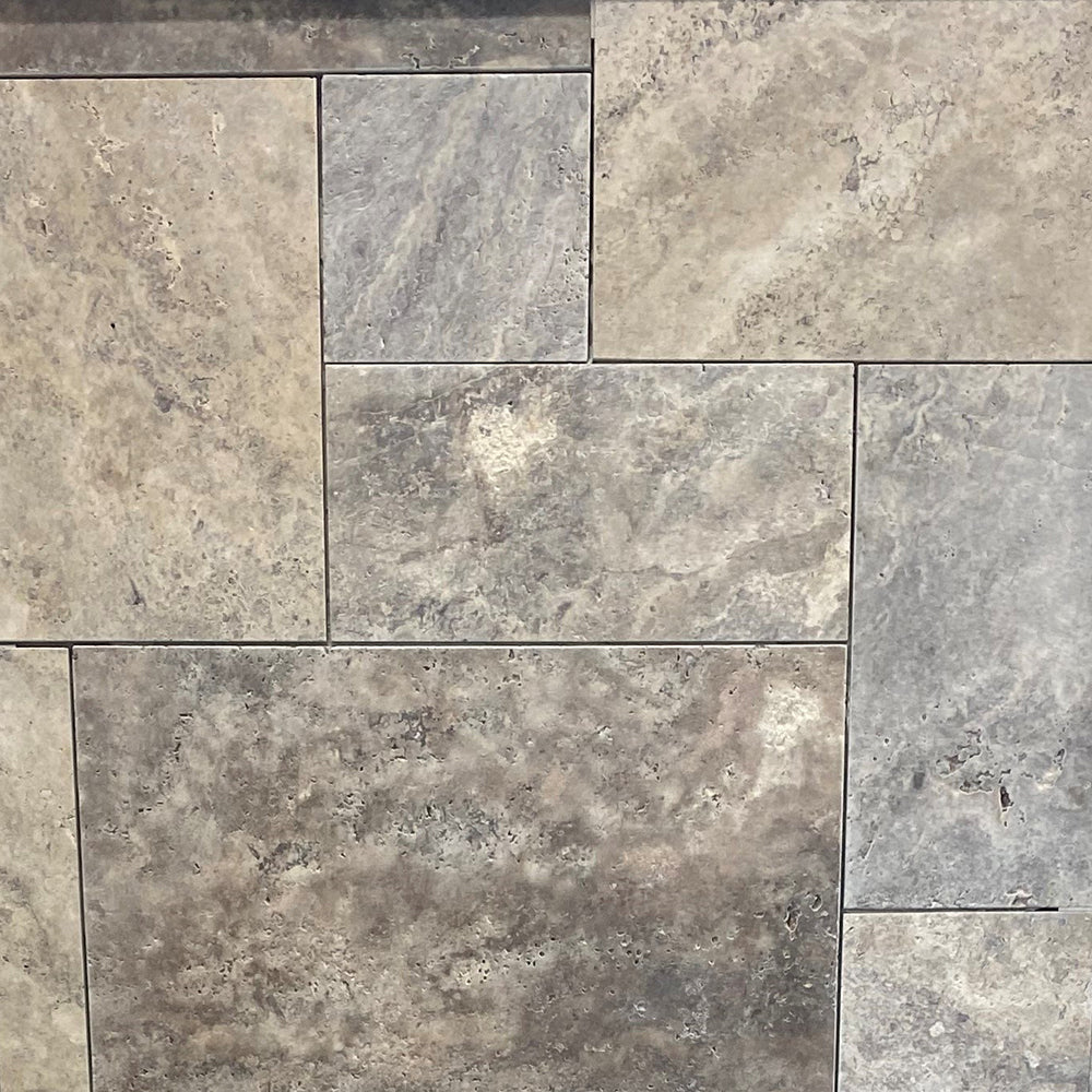 Silver Travertine French Pattern 12mm Natural Stone Tiles - SET (1.5 Square Metres per set) - Available at iPave Natural Stone