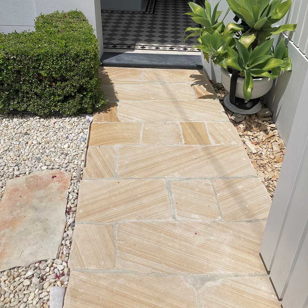 Australian Sandstone Diamond Sawn Random Flagging - 30mm Thick - 1st Quality - Entranceway - Available at iPave Natural Stone