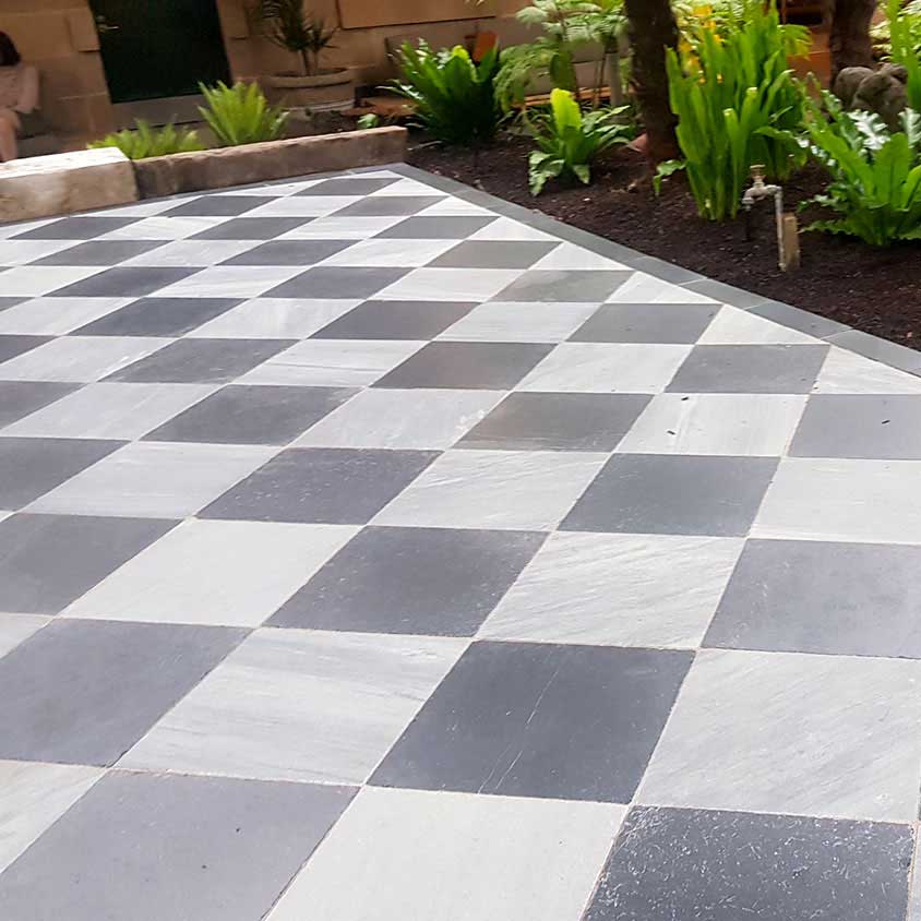 Lavido Tumbled Marble 600x400x30mm Natural Stone Pavers - 1st Quality - 400x400mm shown - Available at iPave Natural Stone