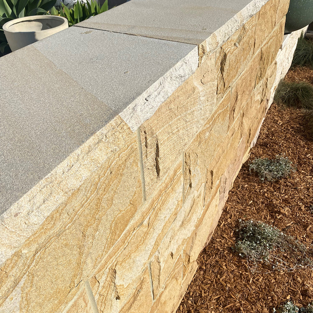 Australian Sandstone 800x300x50mm Rockface Capping - 1st Quality - Top of Wall - Available at iPave Natural Stone