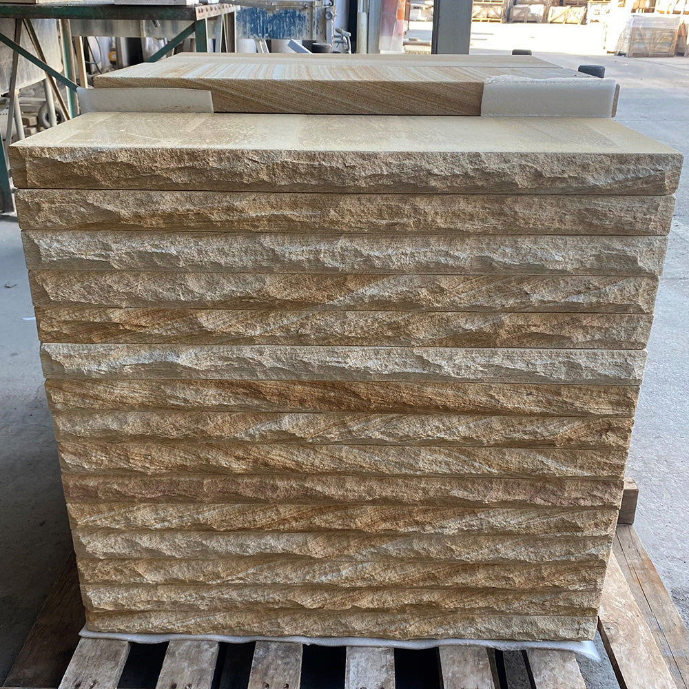 Australian Sandstone 800x300x50mm Rockface Capping - 1st Quality - Pallet Picture - Available at iPave Natural Stone