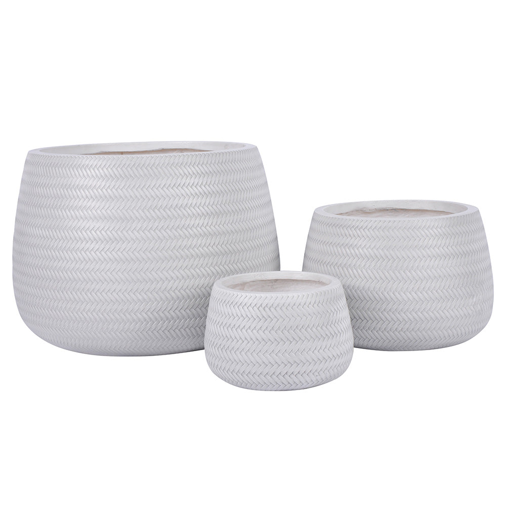 UrbanLITE Bamboo Drum Pot - White - Available at iPave Natural Stone