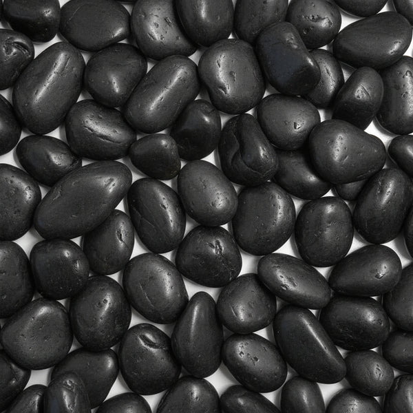 Black Polished Pebbles - 30-50mm - 20kg Bag - 1st Quality