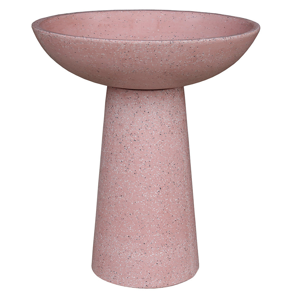CementLITE Finch Bird Bath - Pink Terrazzo - Available at iPave Natural Stone