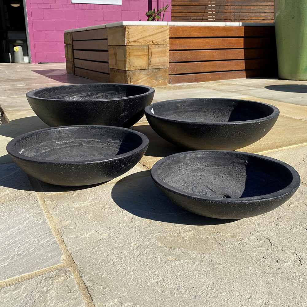 CementLITE Low Bowl - Black Terrazzo - Available at iPave Natural Stone