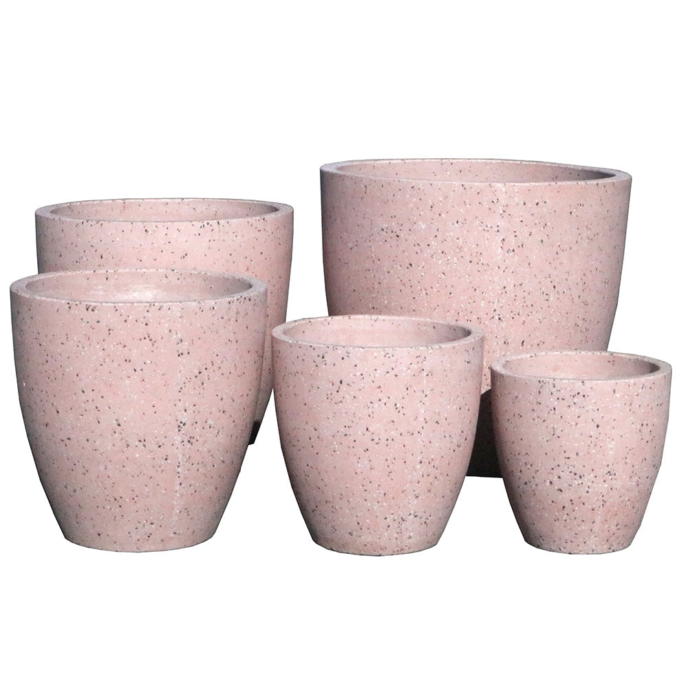 CementLITE Egg Pot - Pink Terrazzo - Available at iPave Natural Stone