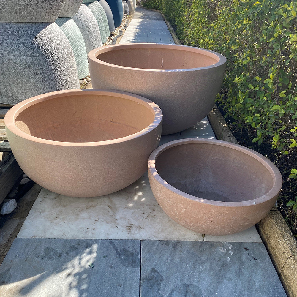 Modstone Chambers Bowl Pot - Light Terracotta Sandblast - Available at iPave Natural Stone