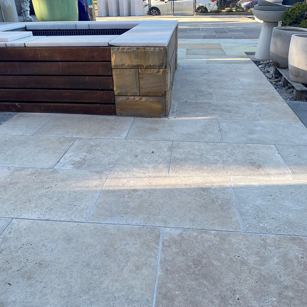 Classic Travertine 610x406x12mm Tumbled Natural Stone Tiles - 1st Quality - Landscaping - Available at iPave Natural Stone