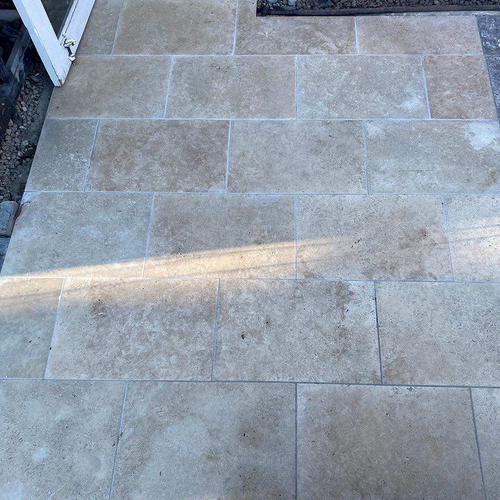 Classic Travertine 610x406x12mm Tumbled Natural Stone Tiles - 1st Quality - Pathway - Available at iPave Natural Stone
