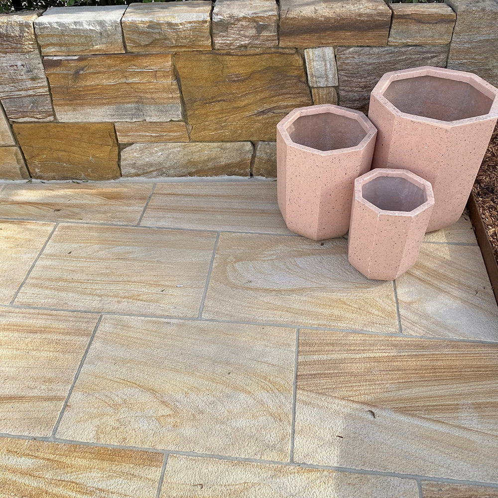Colonial Shotblasted Sandstone 600x400x25mm Natural Stone Pavers - 1st Quality - Backyard - Available at iPave Natural Stone