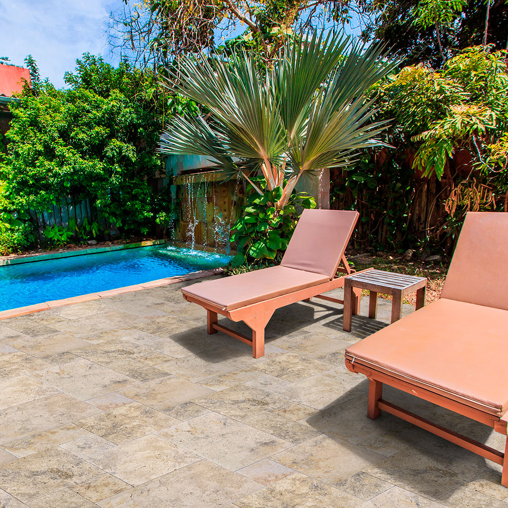 Country Classic Travertine 610x406x20mm Tumbled Natural Stone Pavers - 1st Quality - Swimming Pool - Available at iPave Natural Stone