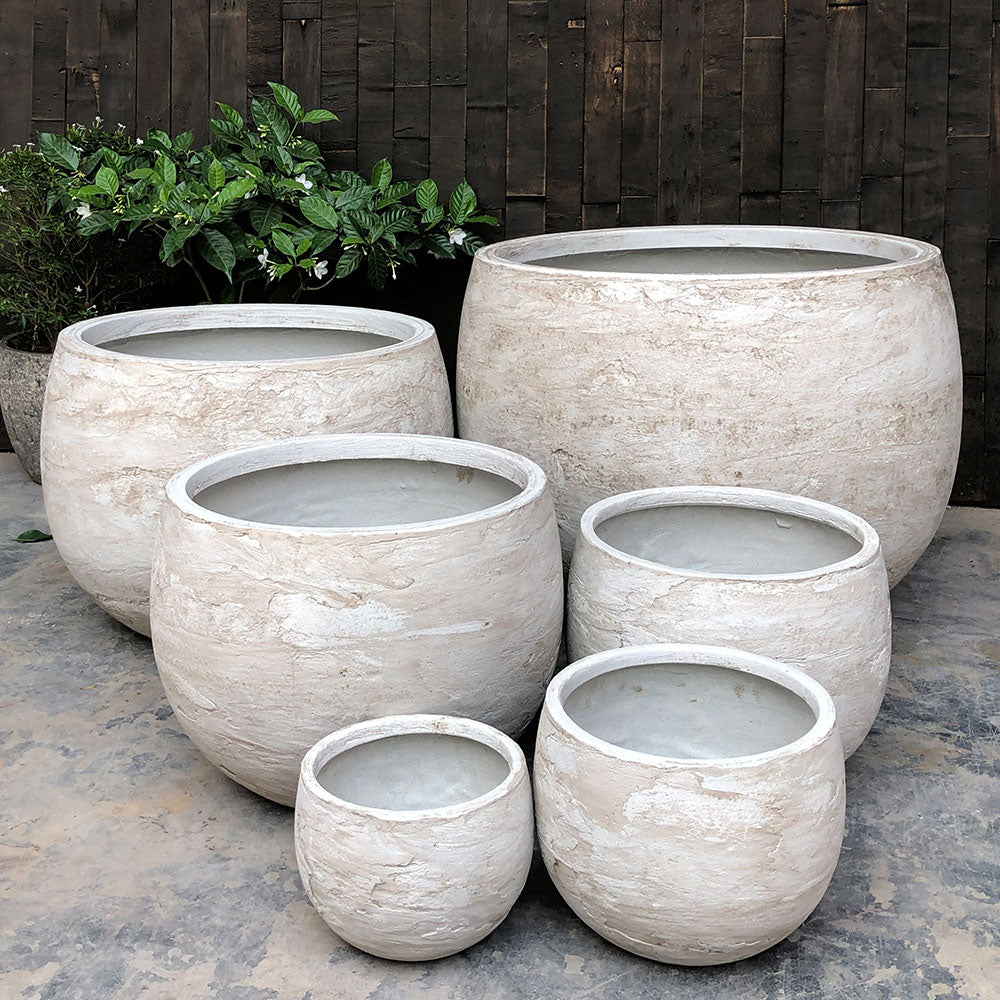 Modstone Mega Belly Pot - White Pietra - Available at iPave Natural Stone