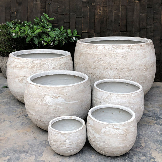 Modstone Mega Belly Pot - White Pietra - Available at iPave Natural Stone