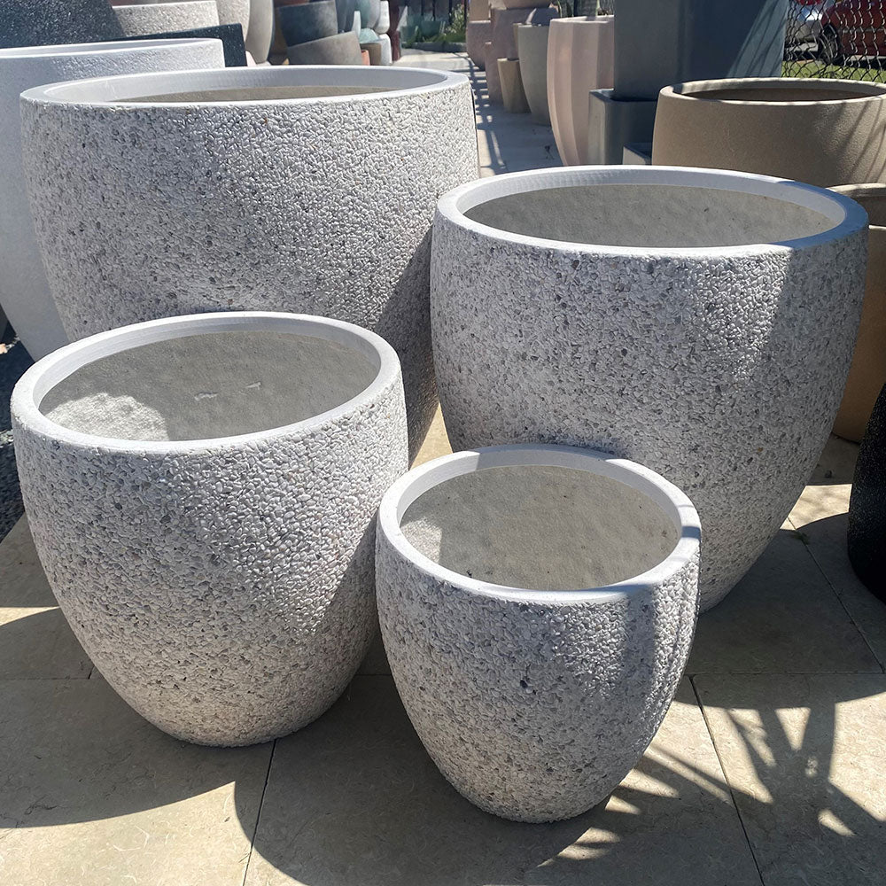 Modstone Montague Egg Pot - White Pebble - Available at iPave Natural Stone
