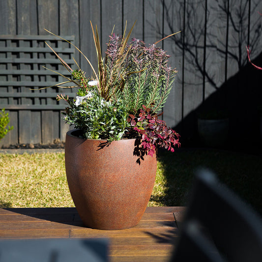 Modstone Montague Egg Pot - Rust - Backyard plants - Available at iPave Natural Stone