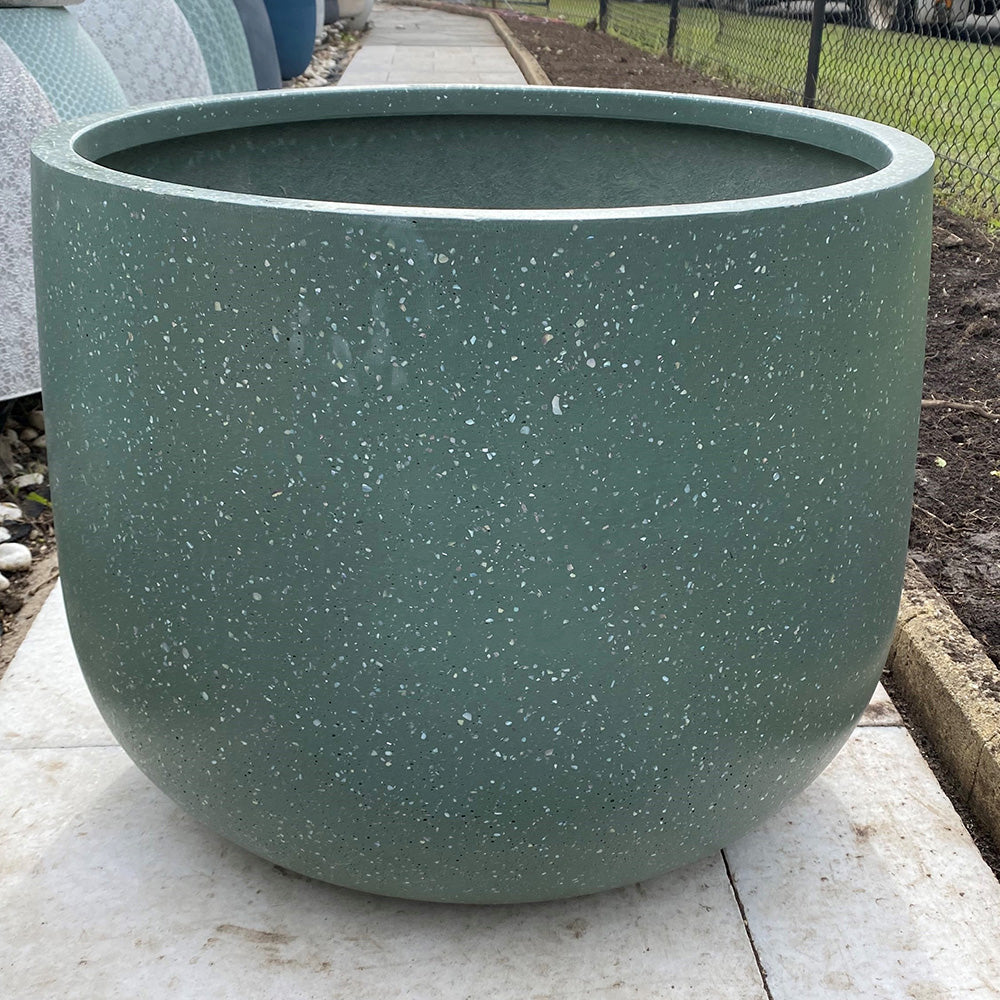 Modstone Odyssey Drum Pot - Sea Moss Green Terrazzo - Available at iPave Natural Stone
