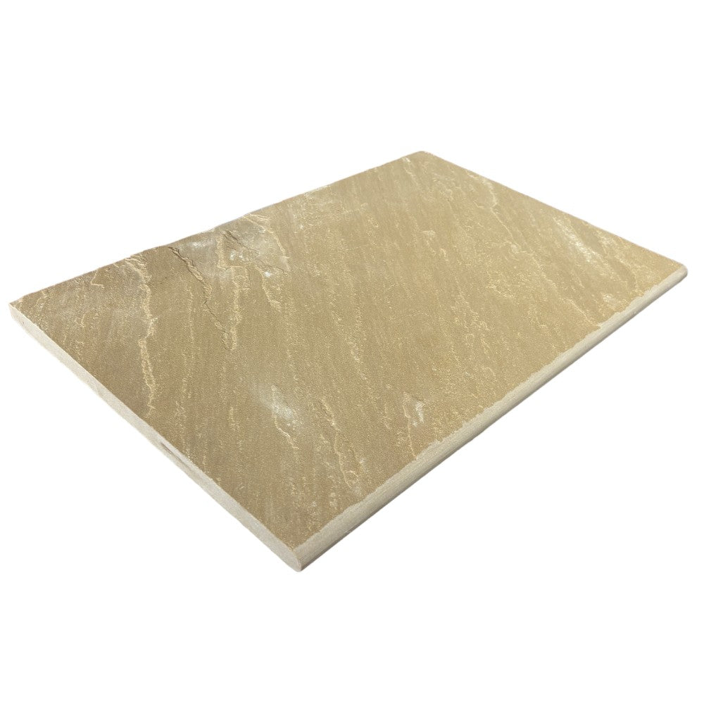 Raj Ochre Naturally Split 600x400x22mm Sandstone Bullnose Coping - 1st Quality - Available at iPave Natural Stone