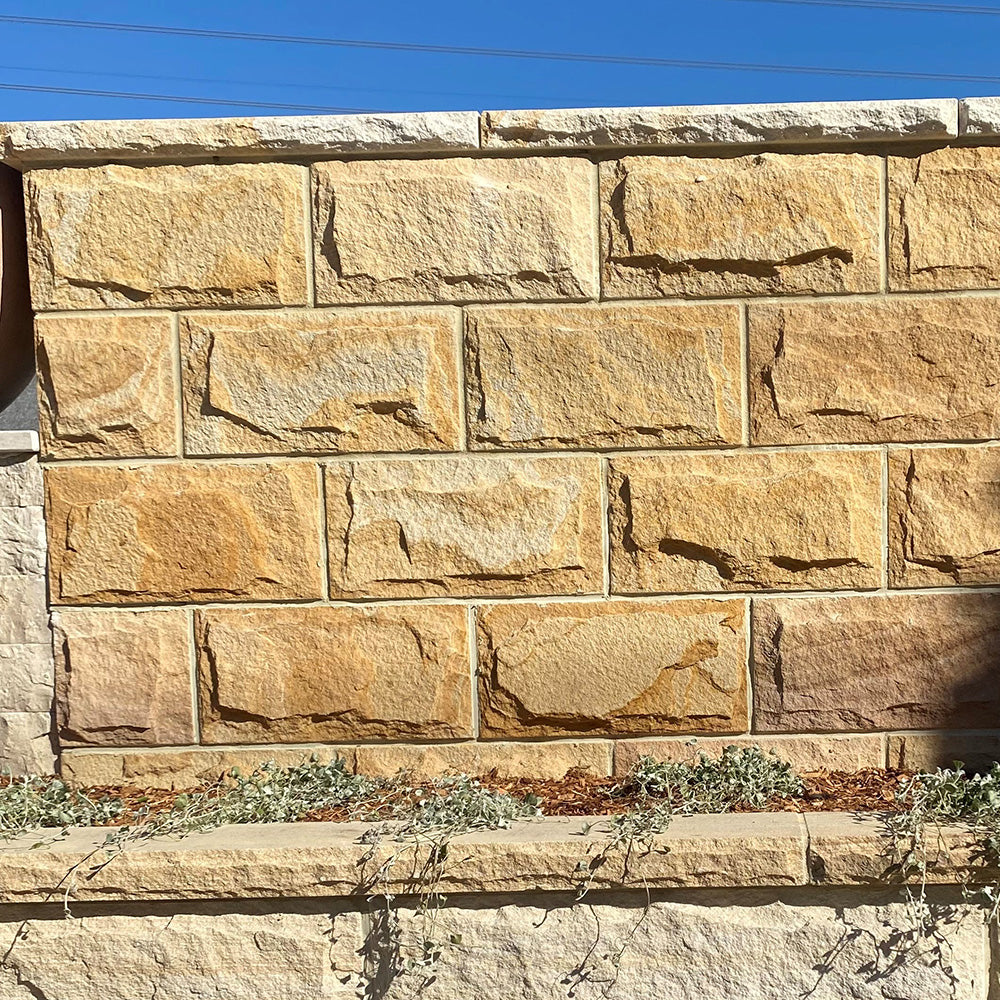 Australian Sandstone Rockface Cladding - 400x200x30mm - 1st Quality - Complete Wall - Available at iPave Natural Stone