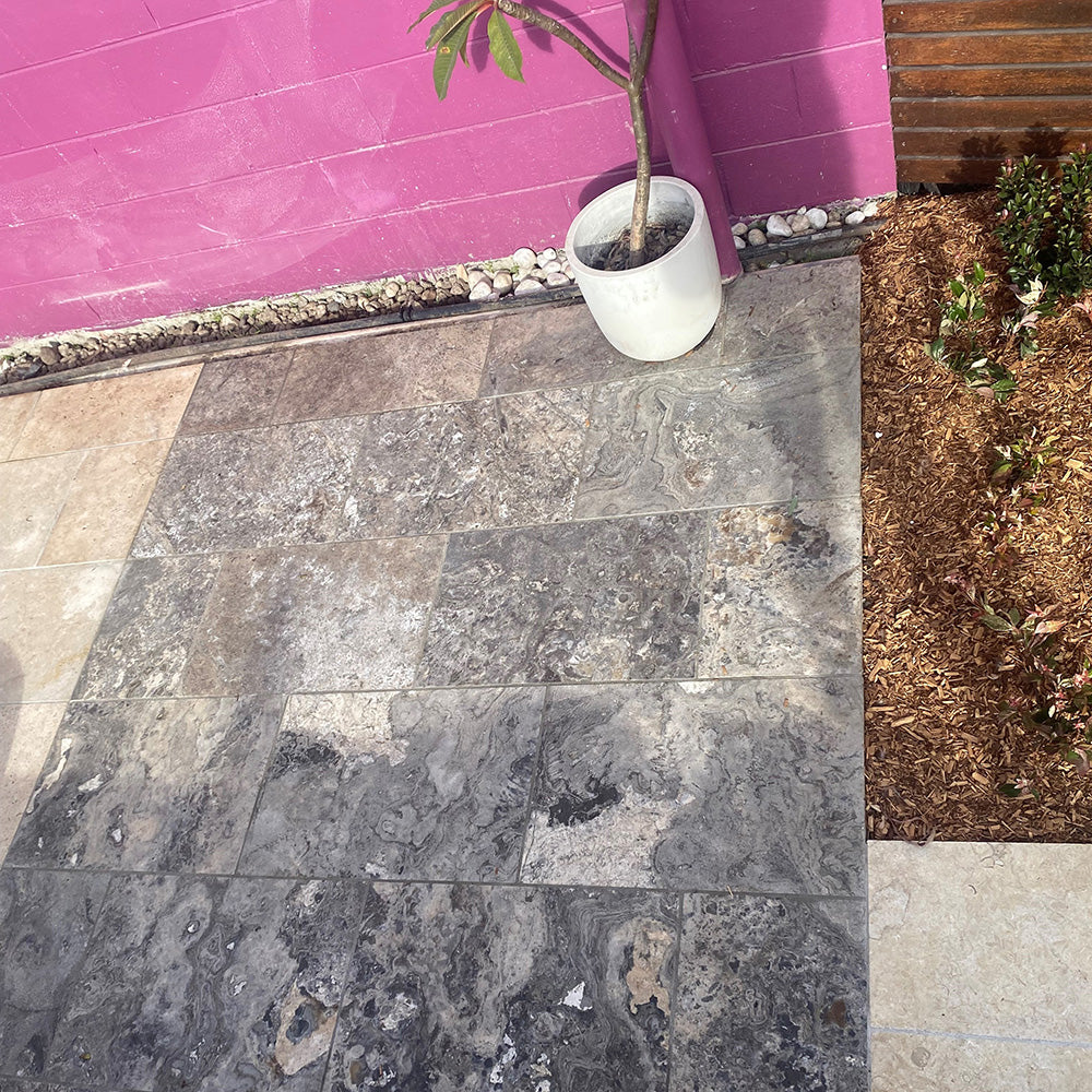 Silver Travertine 610x406x30mm Tumbled Natural Stone Pavers - 1st Quality - Landscaping - Available at iPave Natural Stone