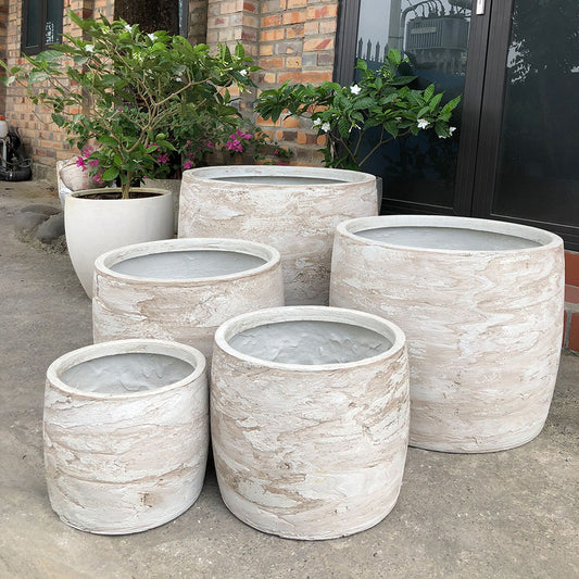 Modstone Storm Cylinder Pot - White Pietra - Planter - Available at iPave Natural Stone