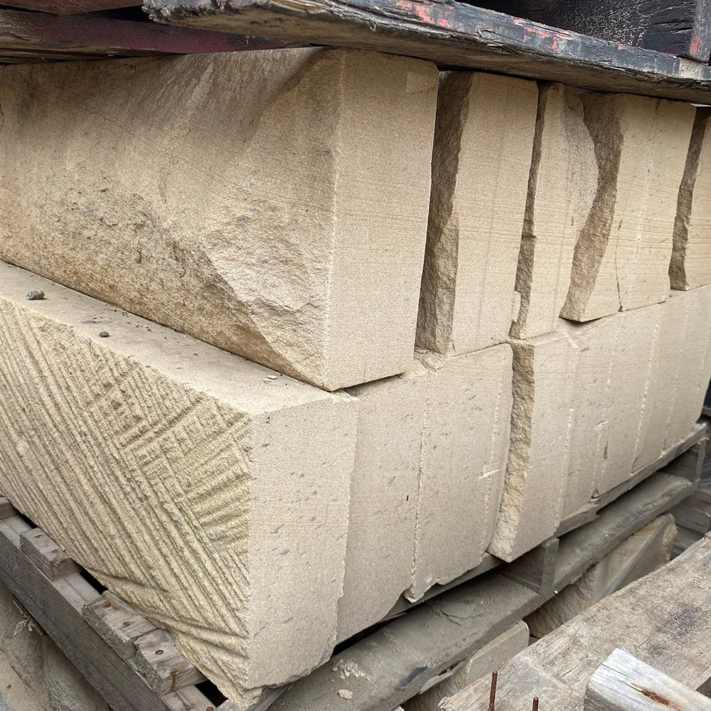 Australian Sandstone Hydrasplit Blocks - 900mm Long x 100-130mm Wide - 300mm High - 1st Quality - Pallet Picture - Available at iPave Natural Stone