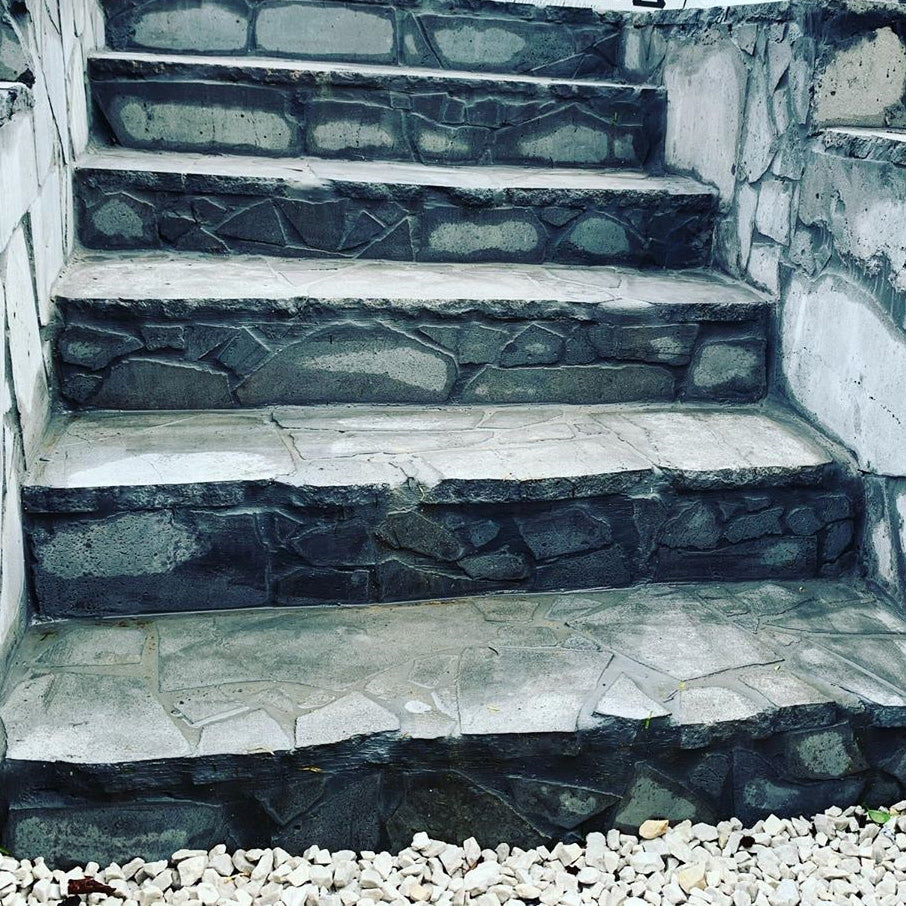 Lava Honeycomb Basalt / Bluestone 400-600mm x 30mm Random Natural Stone Flagging- 1st Quality - Price per Square Metre - Laid on Stairs- Available at iPave Natural Stone