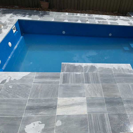 Blue Sky Limestone 400x400x30mm Natural Stone Pavers - 1st Quality - Pool Picture - Available at iPave Natural Stone