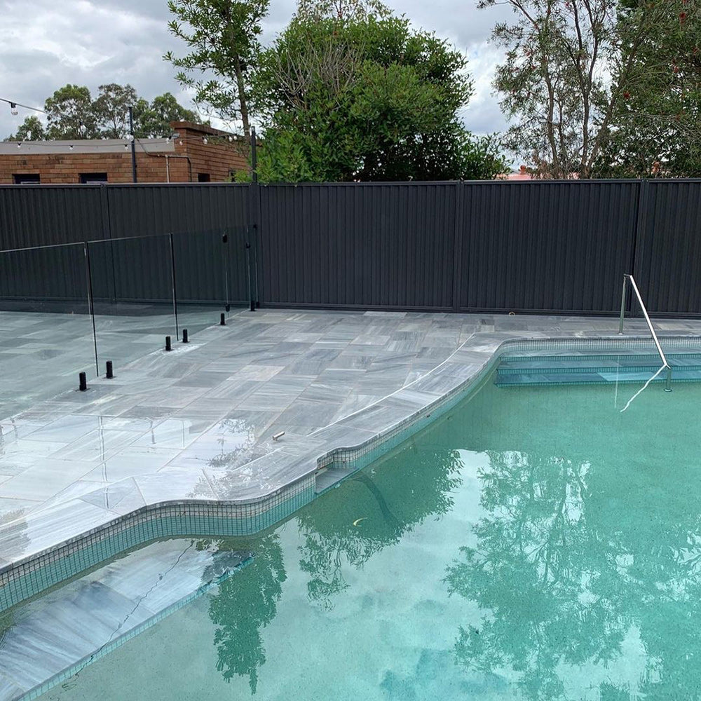 Blue Sky Limestone 600x400x30/60mm Drop Nose Coping - 1st Quality - Swimming Pool Picture - Available at iPave Natural Stone