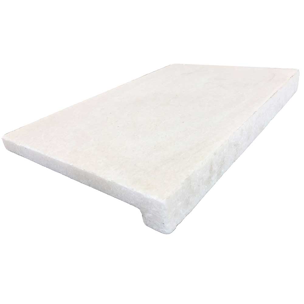 Cristallo Bianco Tumbled Marble 600x400x30/60 Drop Nose Coping - 1st Quality - Single Coping - Available at iPave Natural Stone