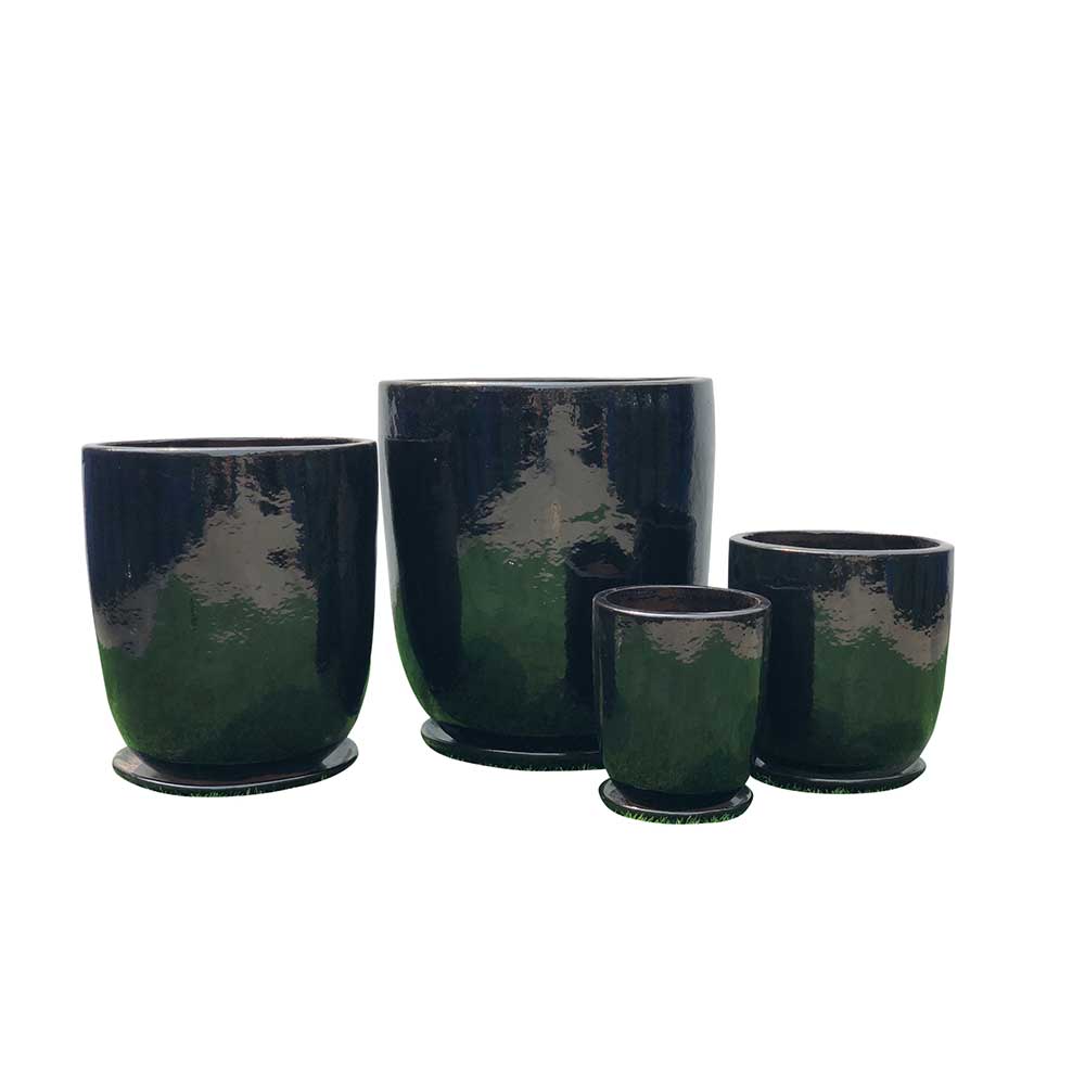 Primo High Cup Glazed Pot - Black - Northcote Pottery - Available at iPave Natural Stone