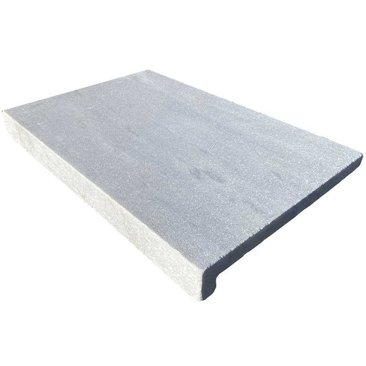 Luce Grey Sandblasted Tumbled Limestone 600x400x30/60mm Drop Nose Coping - 1st Quality - Single Piece - Available at iPave natural Stone