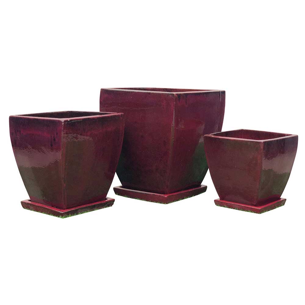 Primo Milan Curved Glazed Pot - Wine - Northcote Pottery - Available at iPave Natural Stone