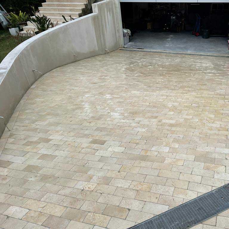 Portland Limestone Cobble 200x100x30mm Natural Stone Pavers - 1st Quality - Laid on driveway - Available at iPave Natural Stone