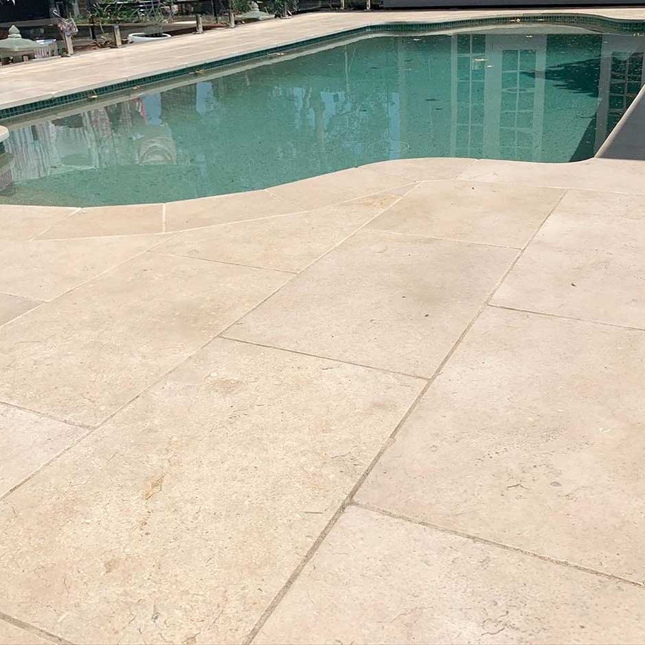 Portland Limestone 600x400x30mm Natural Stone Pavers - 1st Quality - Swimming Pool Laid - Available at iPave Natural Stone