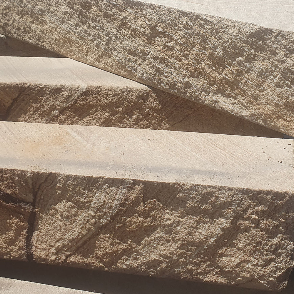 Australian Sandstone Hydrasplit Blocks - 900mm Long x 100-130mm Wide - 150mm High - 1st Quality - Pallet pic - Available at iPave Natural Stone