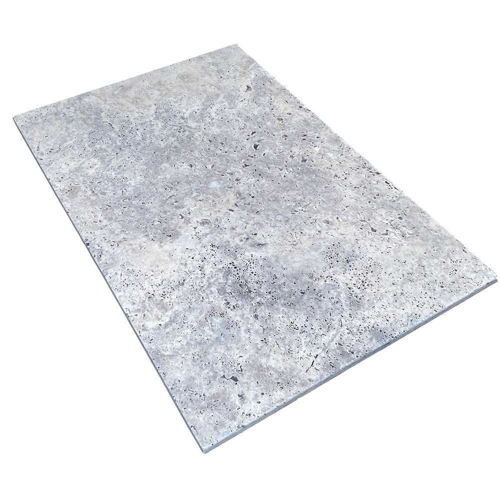 Silver Travertine 610x406x12mm Tumbled Natural Stone Tiles - 1st Quality - Available at iPave Natural Stone